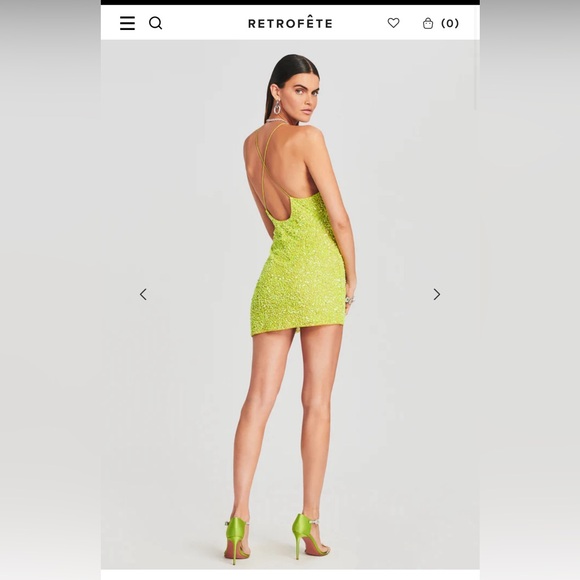 Retrofete Miche Sequin Yellow Mini Dress Size Small NWT Sleeveless - Picture 2 of 5